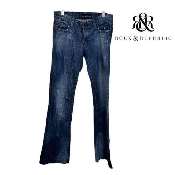 Rock & Republic Women's Raw‎ Hem Flare Denim Jeans - Picture 1 of 9